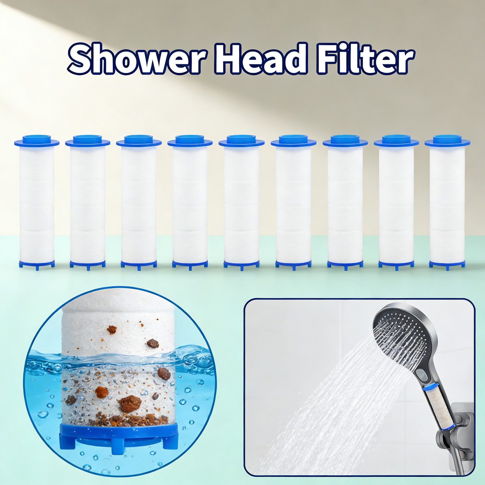 Shower Valve Cartridge - 20 stuks vervangende douchefiltercartridge douchewaterfilter Verwijder